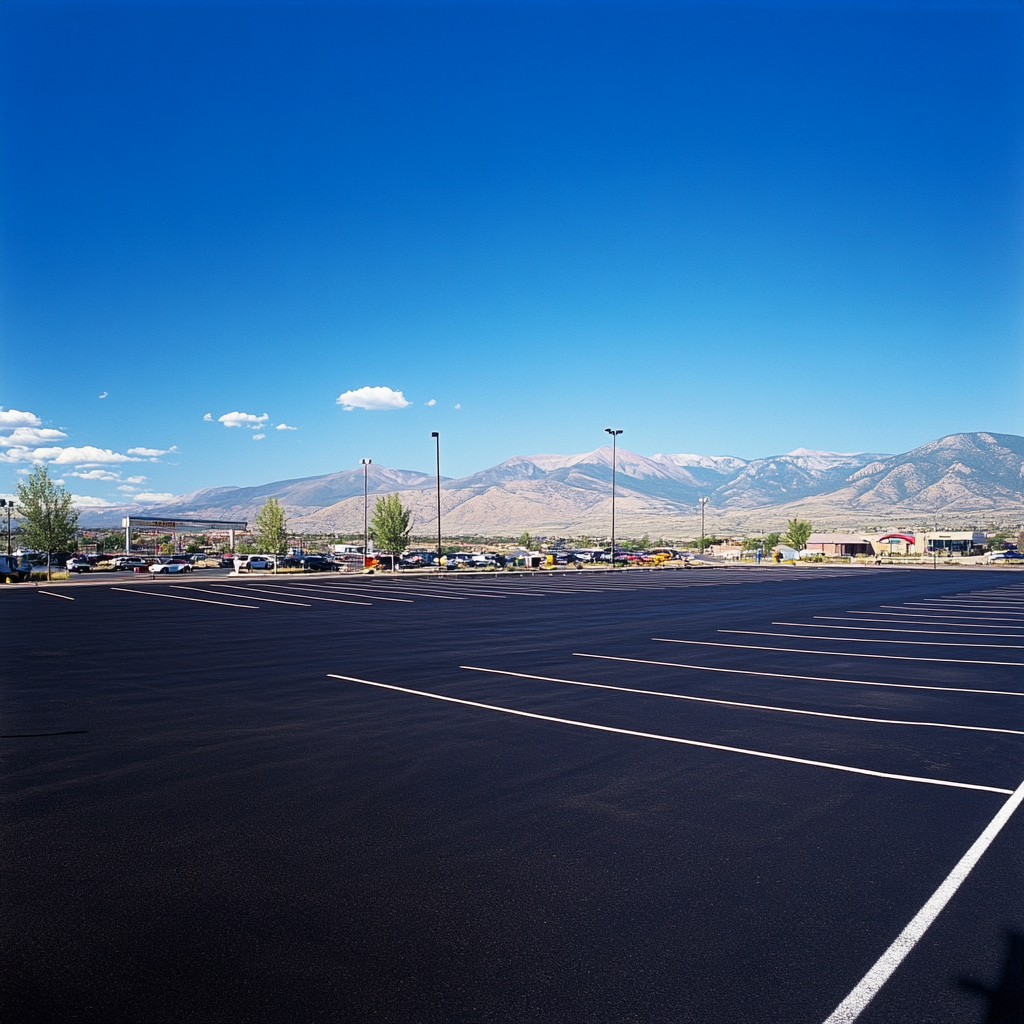Newly painted white parking lines