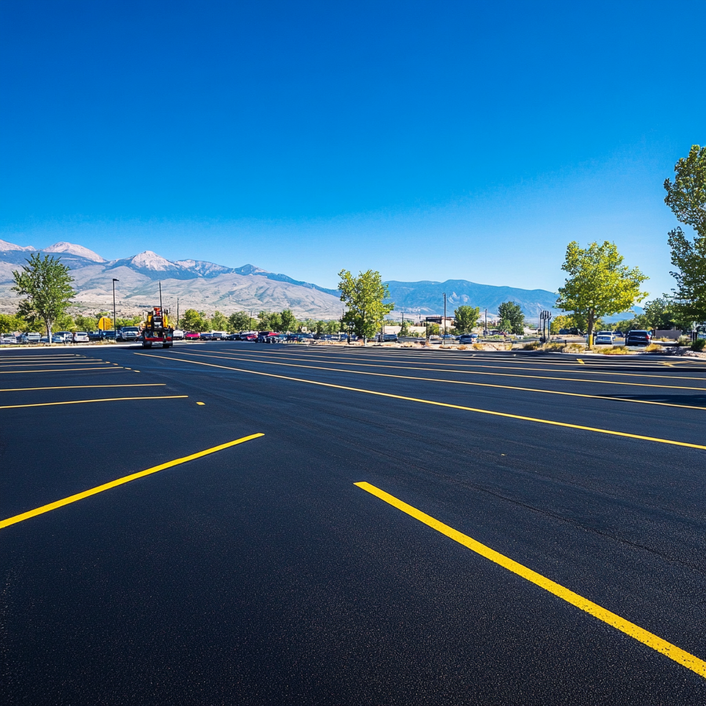 Freshly striped parking lot in Mesa County